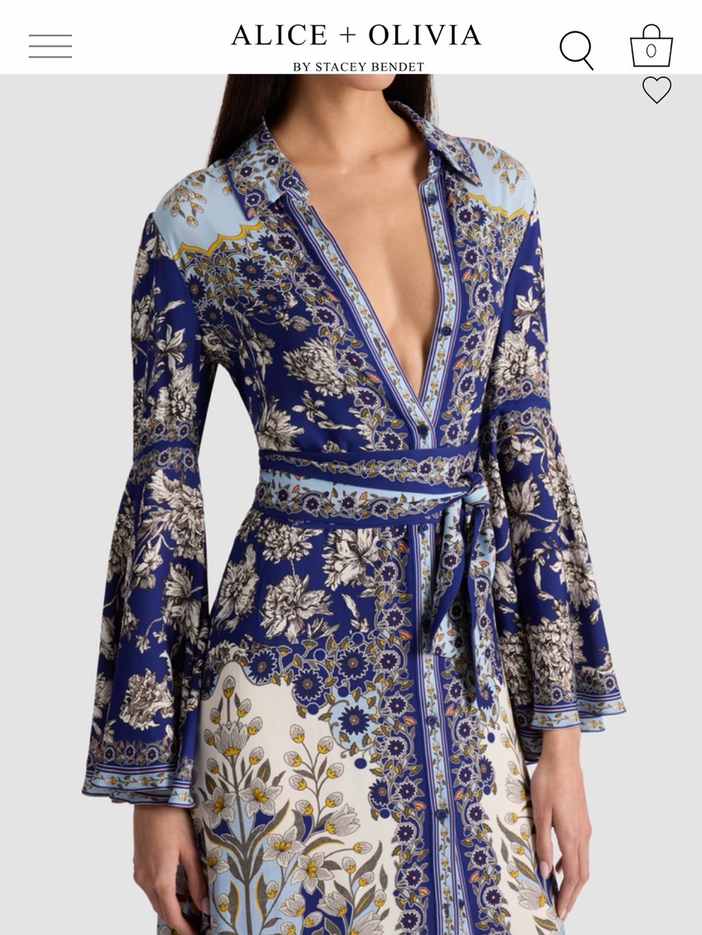 Alice + Olivia Blue and Yellow Floral Maxi Dress XS - Picture 3 of 7